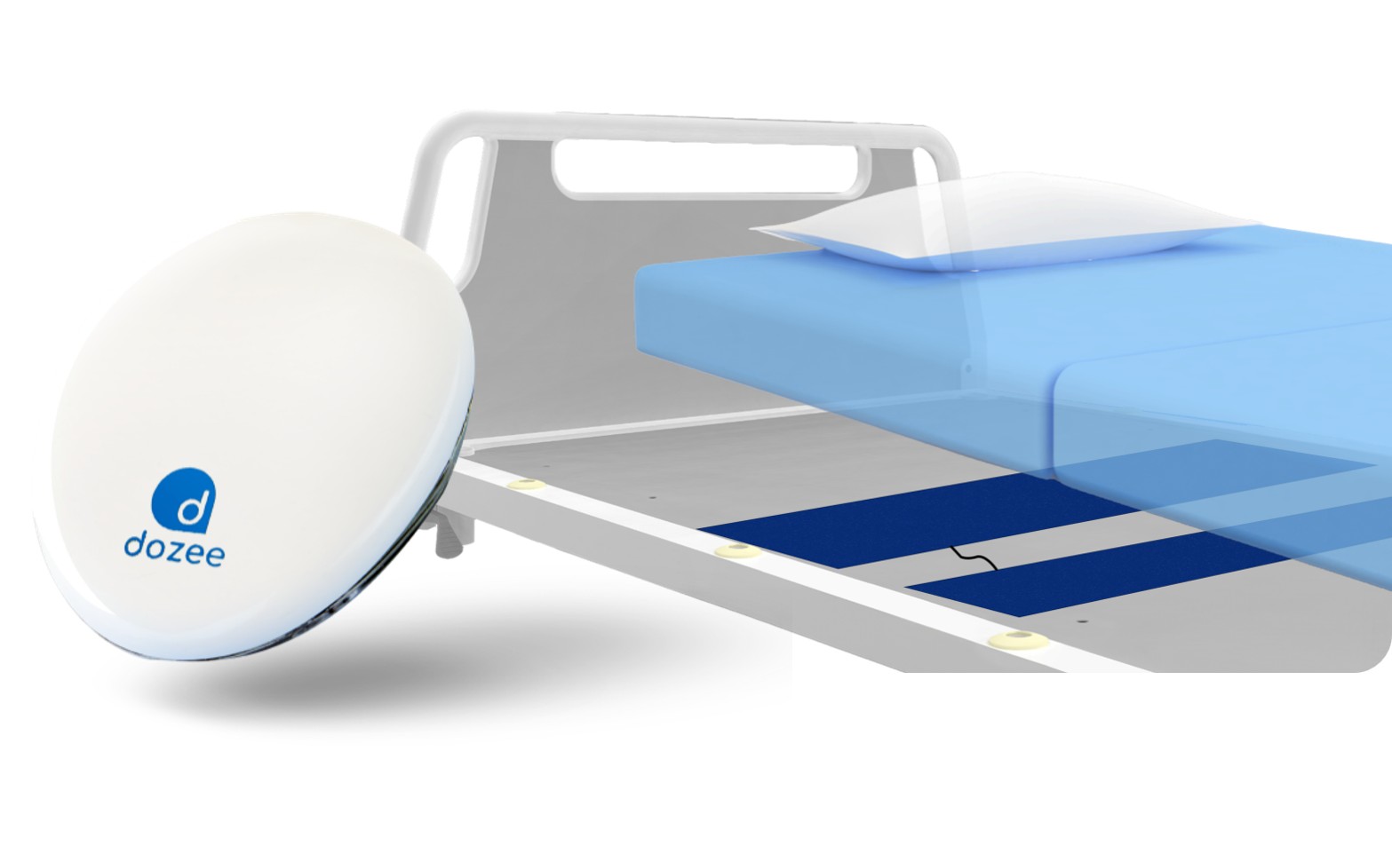 Dozee sensor and hospital bed